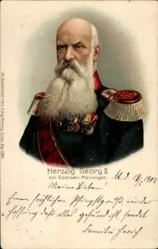 Litho Herzog Georg II von Sachsen-Meiningen, Portrait