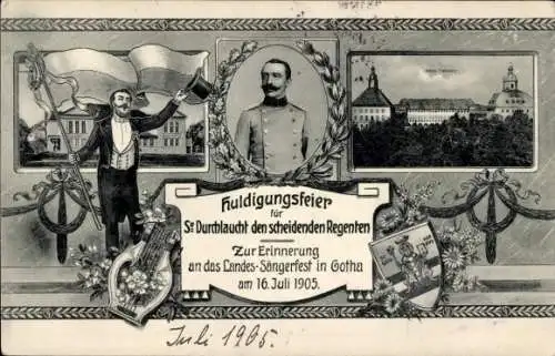 Ak Gotha, Ernst II. zu Hohenlohe-Langenburg, Regent von Sachsen Coburg Gotha, Landes-Sängerfest 1905