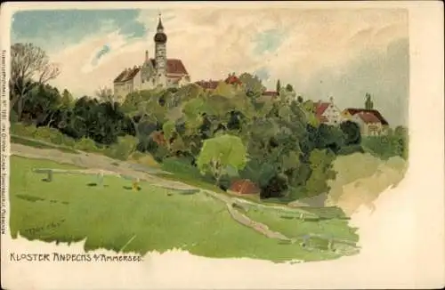 Künstler Litho Andechs am Ammersee, Kloster Andechs
