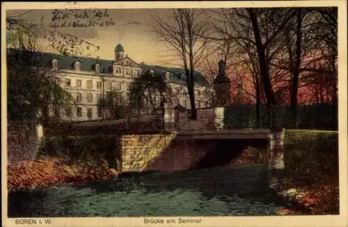 Ak Büren in Westfalen, Brücke, Seminar