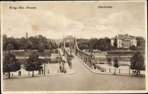 Ak Brzeg Brieg Schlesien, Oderbrücke