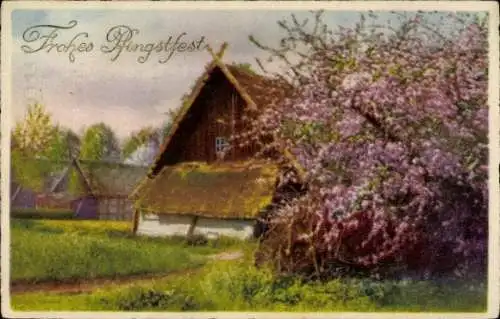 Ak Fröhliche Pfingsten, Dorfpartie, Haus