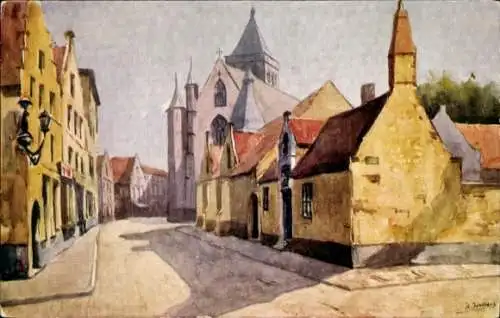 Künstler Ak Brügge Brügge Flandern Westflandern, in der Nähe der Kirche Saint-Jacques