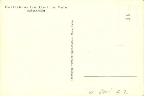 Ak Frankfurt am Main, Goethehaus