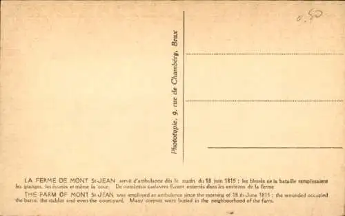 Ak Waterloo Wallonisch-Brabant, Mont St-Jean Farm