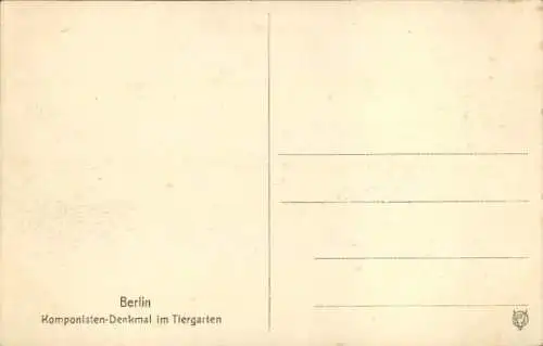 Ak Berlin Tiergarten, Komponisten-Denkmal