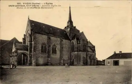 Ak Vivoin Sarthe, Kirche Moines de St-Marthe de Marmoutiers