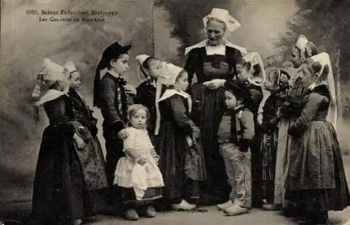 Ak Bretonische Volkstracht, Familienbild