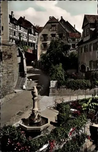 Ak Meersburg am Bodensee, Steige, Bärenbrunnen, Fachwerkhäuser