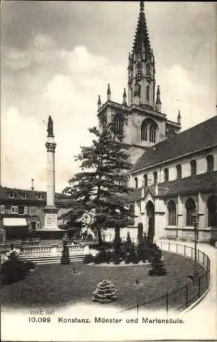 Ak Konstanz am Bodensee, Münster, Mariensäule