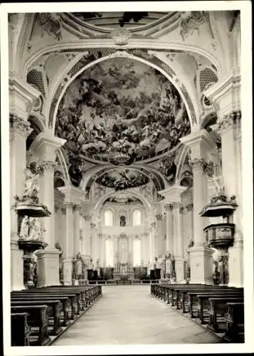 Ak Neresheim in Württemberg, Abteikirche, Innenansicht