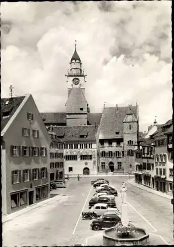 Ak Überlingen am Bodensee, St. Nikolausmünster, Rathaus, Pfennigturm