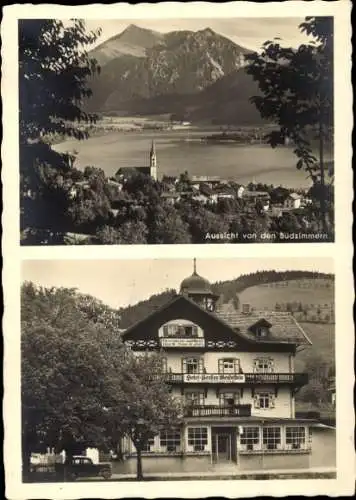 Ak Schliersee in Oberbayern, Hotel Wendelstein, Panorama, Blick von Südzimmern, Außenansicht