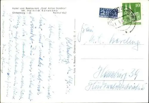 Ak Oldenburg im Großherzogtum Oldenburg, Hotel Graf Anton Günther