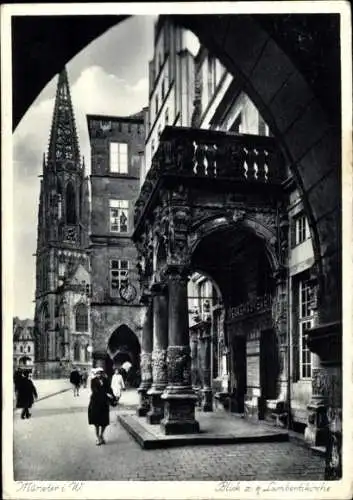 Ak Münster in Westfalen, Blick zur Lambertikirche