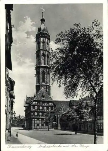Ak Braunschweig in Niedersachsen, Andreaskirche, Alter Waage