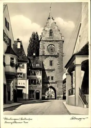 Ak Überlingen am Bodensee, Franziskaner Tor, Straßenpartie, Sanitätsgeschäft