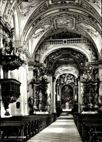Ak Kempten im Allgäu Schwaben, St. Lorenz-Kirche, Innenraum