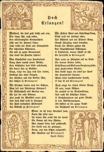 Gedicht Ak Erlangen in Mittelfranken Bayern, Hoch Erlangen, Ewald Geißler