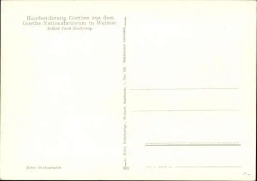 Ak Uhlstädt Kirchhasel an der Saale, Schloss Kochberg, Schloss Groß-Kochberg, Handzeichnung Goethe