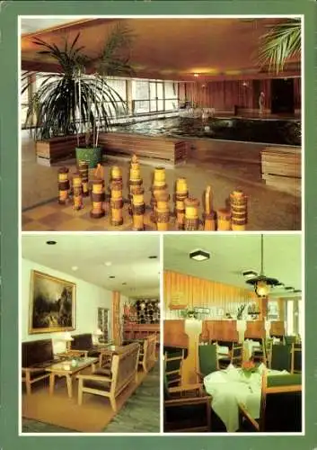 Ak Sassnitz auf Rügen, Rügen Hotel, Innenansicht, Schwimmhalle, Schach, Rügenklause