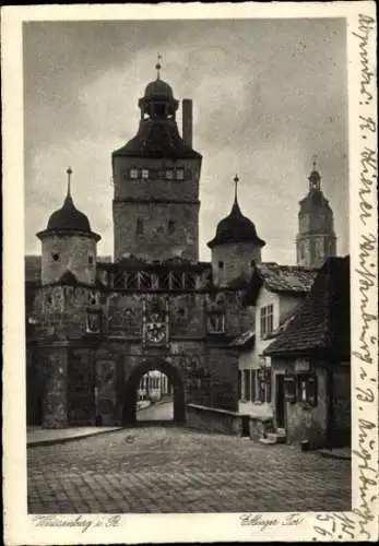 Ak Weißenburg, Blick auf das Ellinger Tor, Turm, Gasse