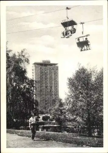 Ak Berlin Tiergarten, Interbau Seilbahn, Hochhaus im Hansaviertel