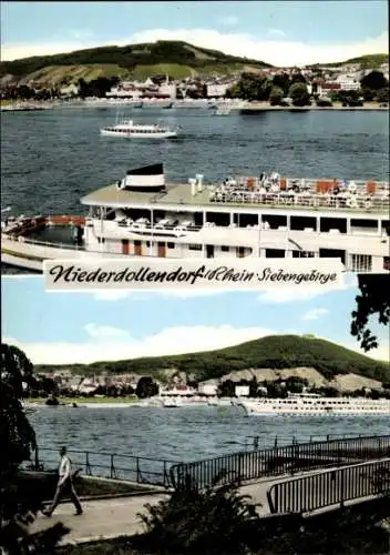 Ak Niederdollendorf Königswinter am Rhein, Siebengebirge, Teilansichten, Schiffe, Anleger