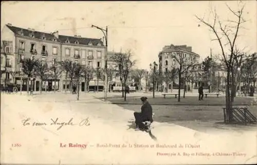 Ak Le Raincy Seine Saint Denis, Rond-Point de la Station, Boulevard de l’Ouest