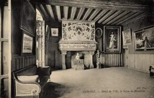 Ak Amboise Indre et Loire, Rathaus, Salon de Reception