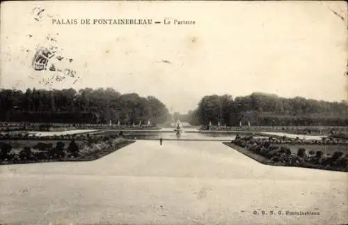 Ak Fontainebleau Seine et Marne, Palais, Le Paterre