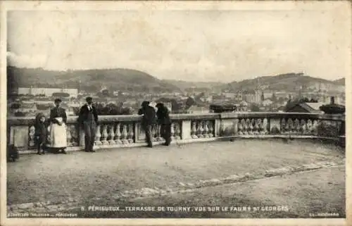 Ak Périgueux Nouvelle-Aquitaine Dordogne, Terrasse de Tourny, vue sur le Faub St Georges