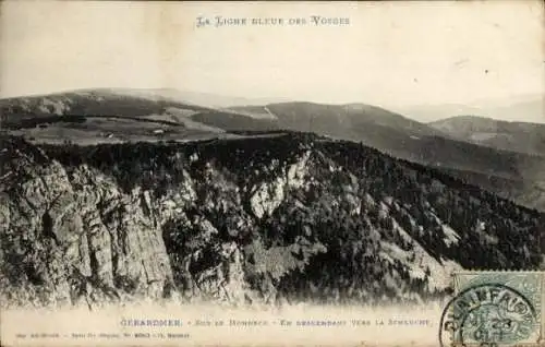 Ak Gérardmer Lothringen Vosges, Sur le Hohneck, En decendant vers la Schlucht