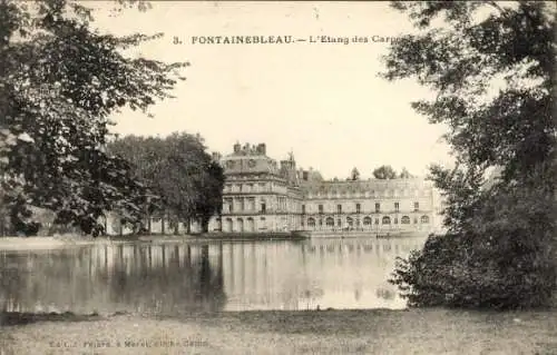 Ak Fontainebleau Seine et Marne, Palais, Etang des Carpes