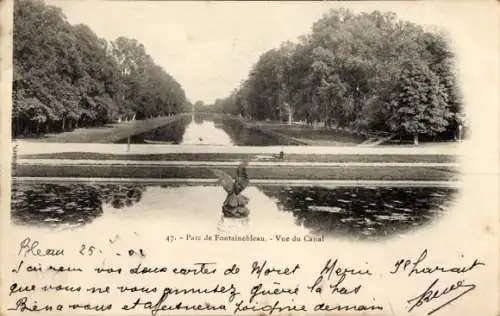 Ak Fontainebleau Seine et Marne, Parc, Vue du Canal