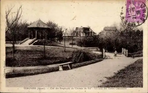 Ak Tergnier Aisne, Cite des Employes du Chemin de Fer, Un coin des buttes Chaumont