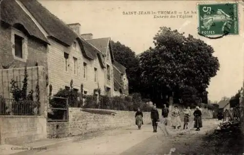 Ak Saint Jean le Thomas Manche, Entree de l'Eglise