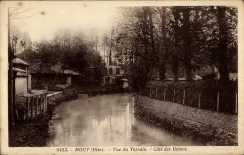 Ak Mouy Oise, vue du Therain, Cote des Usines