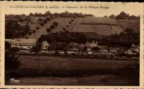 Ak Villedieu le Chateau Loir et Cher, Hameau de la Maison Rouge