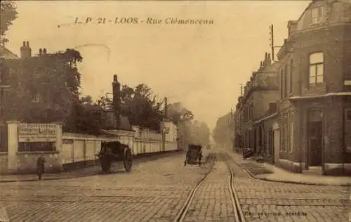 Ak Loos en Gohelle Pas de Calais, Rue Clemenceau