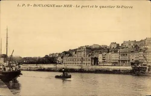 Ak Boulogne sur Mer Pas de Calais, Hafen, Quartier St-Pierre