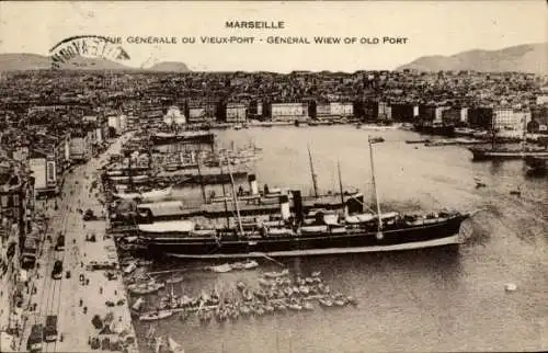 Ak Marseille Bouches du Rhône, vue generale du vieux-port