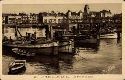 Ak Saint Jean de Luz Pyrénées Atlantiques, Le Port et le quais