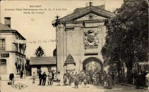 Ak Belfort Beffert Beffort Territoire de Belfort, Grandes Fetes Patriotiques de 1919, Porte de Franc