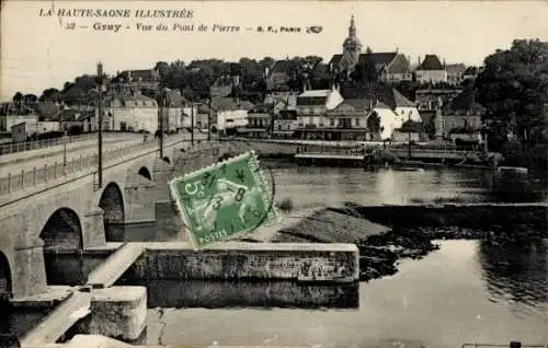 Ak Gray Haute Saône, vue du Pont de Pierre