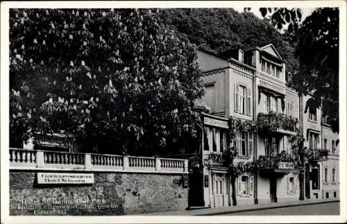 Ak Bad Ems an der Lahn, Gartenrestaurant Hotel St. Georg, Kastanienbaum