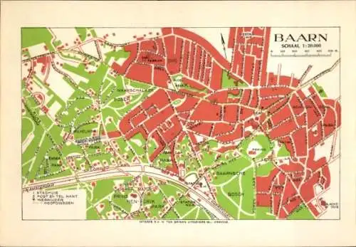 Stadtplan Ak Baarn Utrecht Niederlande, Baarnsche Bosch, Prins Hendrik Park