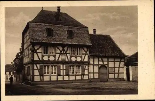 Ak Unkel am Rhein, schönes Fachwerkhaus von 1738