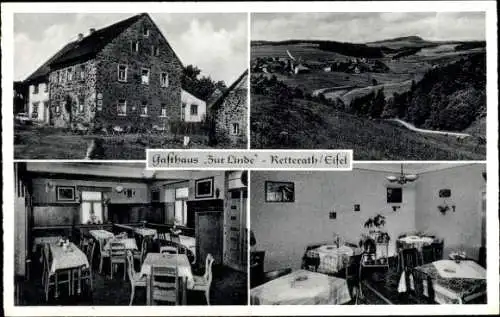 Ak Retterath in der Eifel, Panorama, Gasthaus Zur Linde, Speiseraum