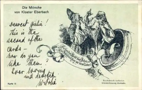 Künstler Ak Kögler, Wiesbaden in Hessen, Ratskeller, Sie fanden Recht hat Jeder, Kloster Eberbach